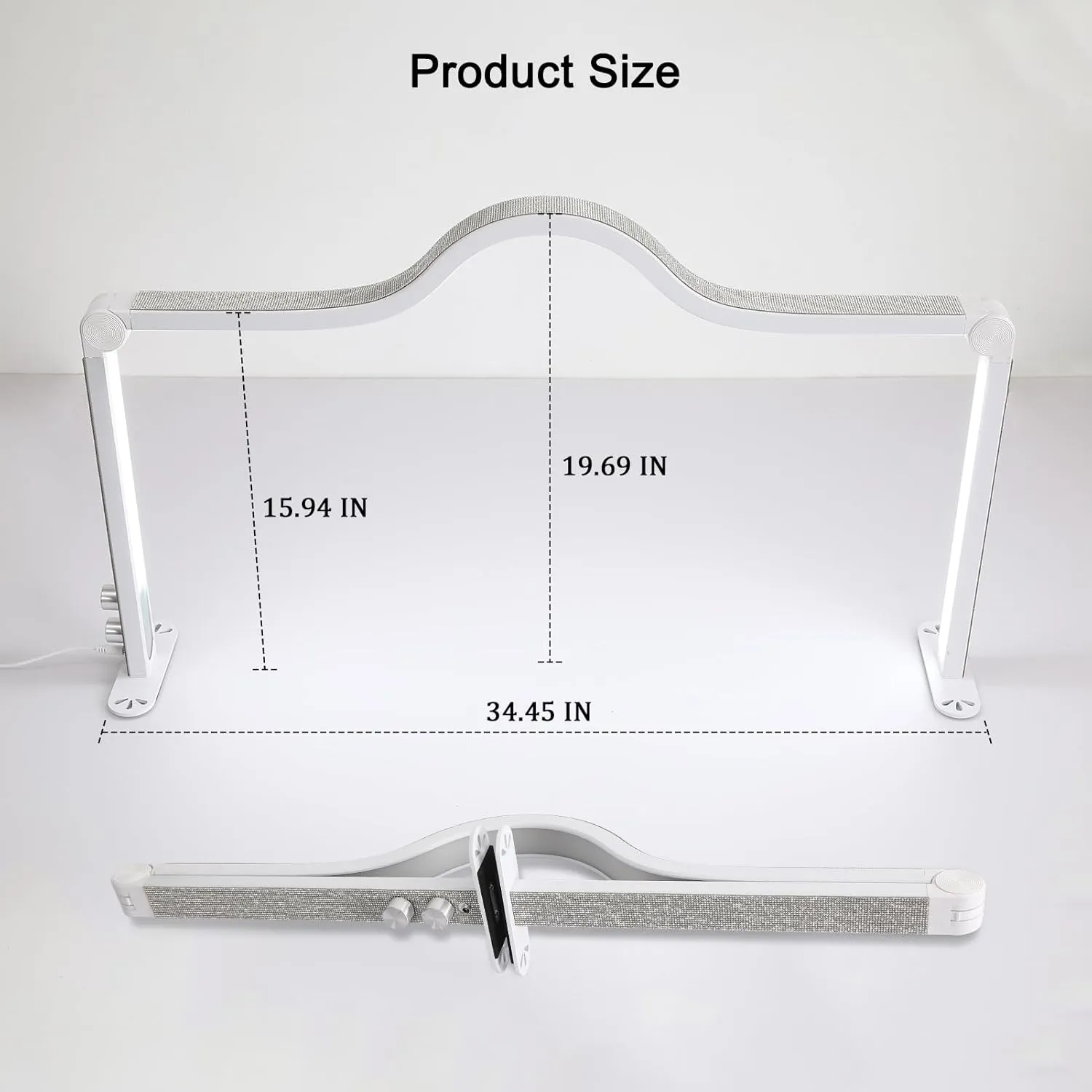 Half Moon Light for Nail Desk, 34.5In Foldable Square Tech Lamp, 3000-6000K Dimmable for Manicure, Lash Eyelash Extension, Tattoo, Eyebrows, Crafts (Rose Gold, A)