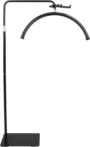 Half Moon Light - LED Floor Lamp for Lash and Eyelash Extensions, Tattoos, Estheticians, Office, Living Room, Working, and Reading - Cool/Warm Light, Adjustable Height & Angle, with Phone Holder.