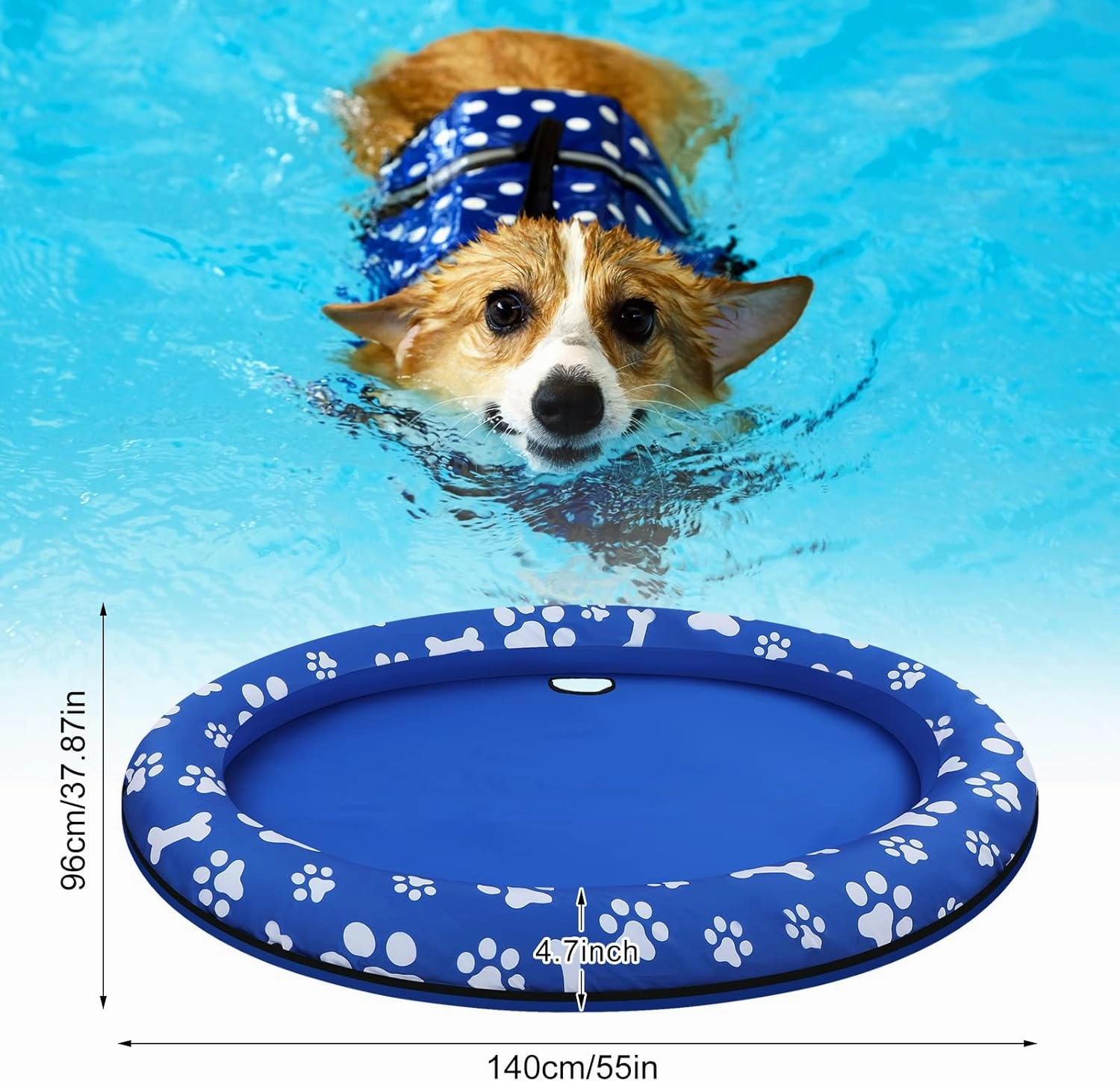 Haull 2 Pcs Inflatable Dog Floats for Pool Dog Pool Rafts Dog Boat for Large Dog Pet Swimming Floats Inflatable Floating Mat Pool Toy for Small Medium Dogs Puppies Cat Summer Swimming Pool