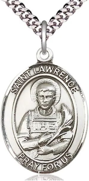 Heartland Store Men's Pewter Oval Saint Lawrence Medal   USA Made   Chain Choice