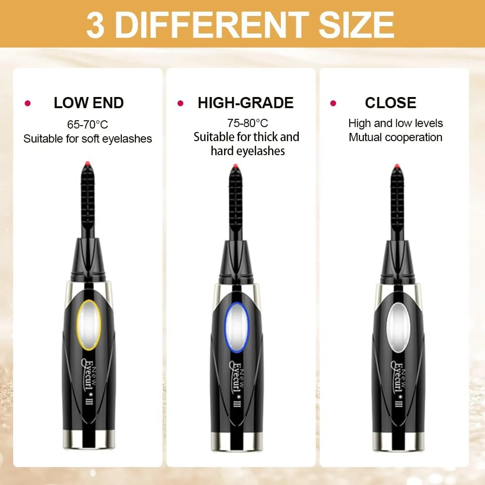 Heated Lash Curling Tool, Electric Eyelash Curler for Instant Glam Heated Eyelash Curler Mini USB Rechargeable Finalize Eyelash Tool (Black)