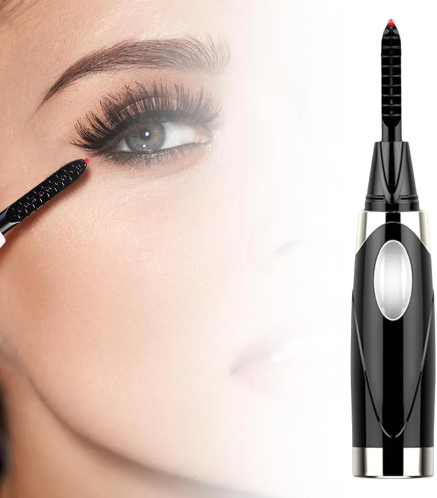 Heated Lash Curling Tool, Electric Eyelash Curler for Instant Glam Heated Eyelash Curler Mini USB Rechargeable Finalize Eyelash Tool (Black)