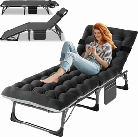 Heavy Duty Folding Camping Cot for Adults - 3-in-1 Adjustable Bed with Mattress & Carrying Bag, Perfect for Home, Office, Vacation, or Hospital Use