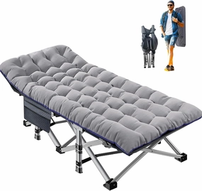 Heavy Duty Oversized Folding Camping Cot for Adults, Double Layer 1200D, 500lb Capacity, Portable Guest Bed with Mat & Carrying Bag for Indoor/Outdoor Use
