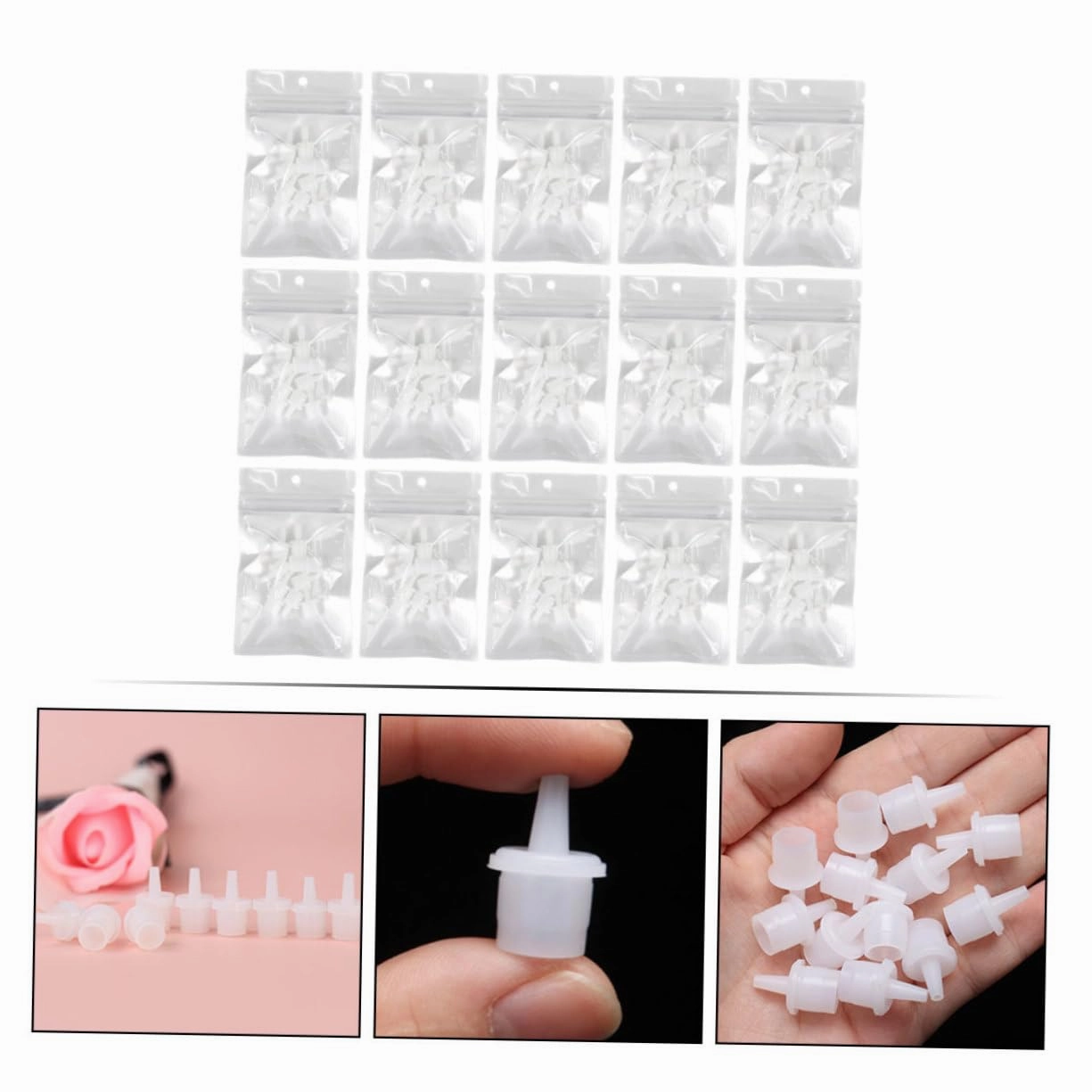 Hemoton 300pcs Eyelash Glue Bottle Mouth Practical Sealing Tips for Precision Application Lightweight Slim Design for Easy Use for Eyelash Extensions and Beauty Tools