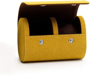High-end Watch Storage Bag European Style Suede Artificial Leather Watch Box Simple Portable Mechanical Watch Travel Single and Double Watch Box Multi-Color Watch Carrying case (Yellow/Dark Blue/gre