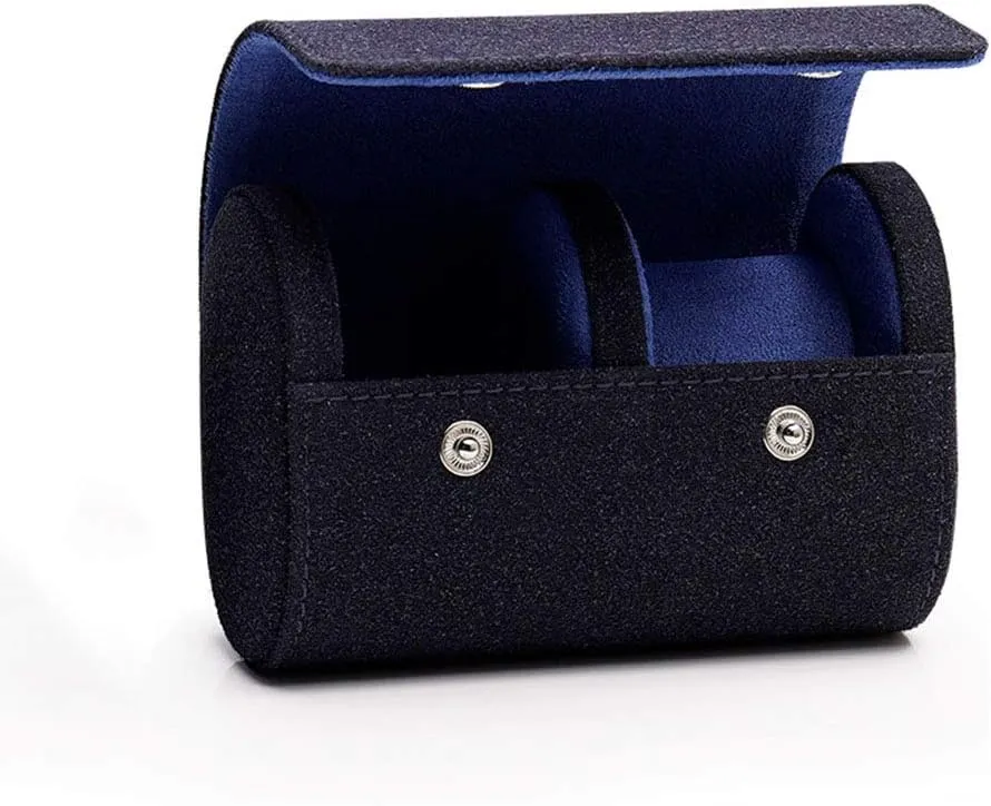 High-end Watch Storage Bag European Style Suede Artificial Leather Watch Box Simple Portable Mechanical Watch Travel Single and Double Watch Box Multi-Color Watch Carrying case (Yellow/Dark Blue/gre