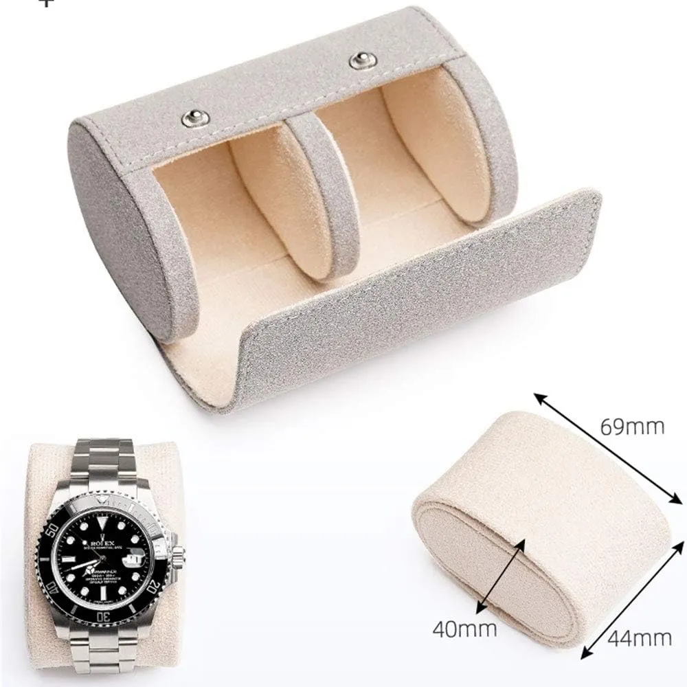 High-end Watch Storage Bag European Style Suede Artificial Leather Watch Box Simple Portable Mechanical Watch Travel Single and Double Watch Box Multi-Color Watch Carrying case (Yellow/Dark Blue/gre