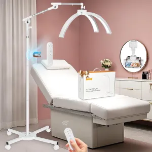 HITTI Lash Light for Eyelash Tech, 2025 New Upgrad LED Half Moon Lamp with 4 Wheel Rolling Base, Esthetician Light for Tattoo Artists, Beauty - Adjustable Brightness, Phone Holder, 360°Rotating