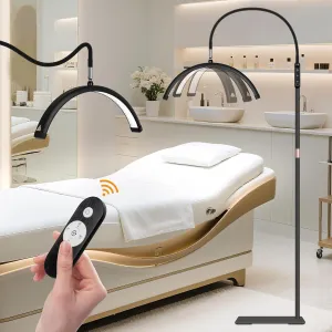 HITTI Lash Light for Eyelash Tech, Flexible Gooseneck LED Half Moon Floor Lamp for Esthetician & Artists,Tattoo, Extensions, Nail, Beauty, Craft, Adjustable Height, Dimmable Brightness and Color-Black