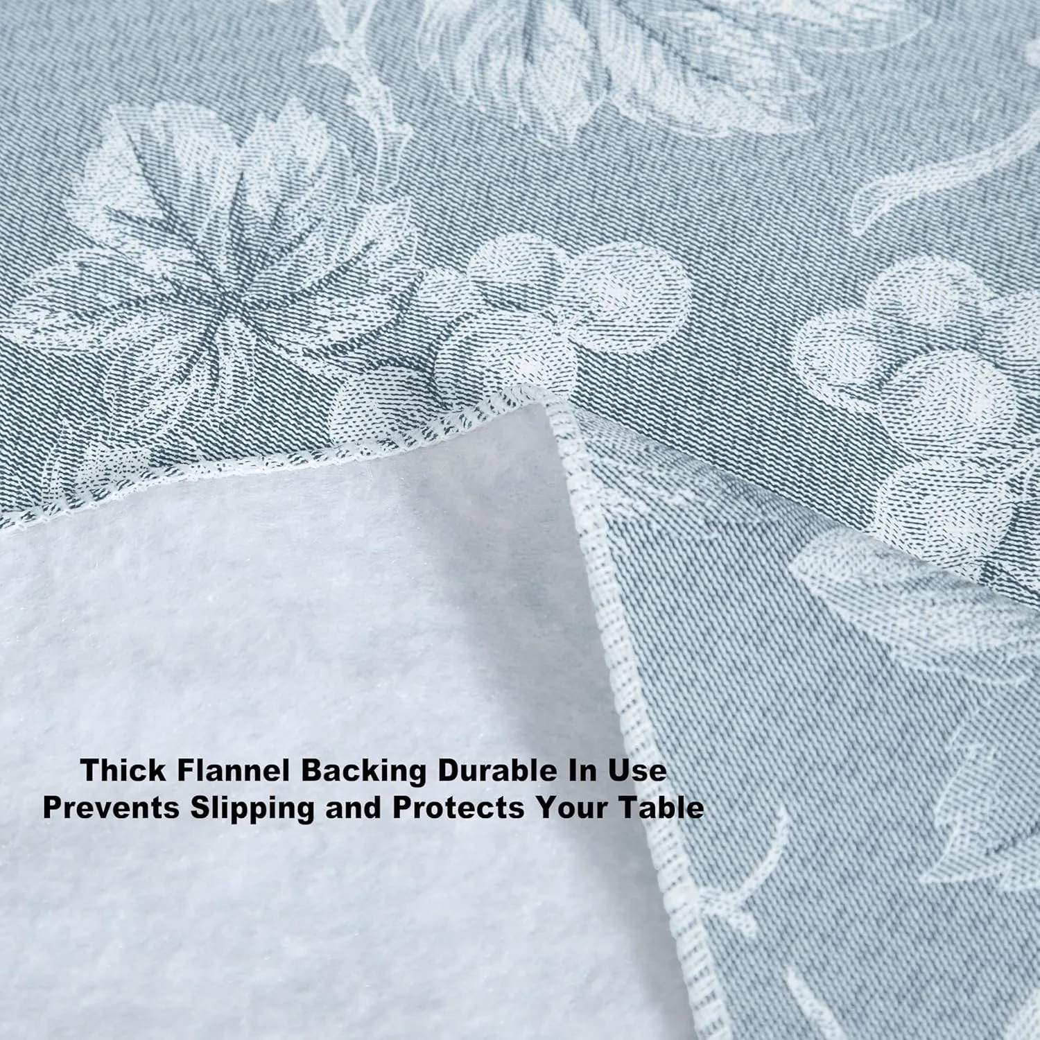 Home Bargains Plus 60 x 84 Inch Oval Vinyl Tablecloth with Flannel Backing, Traditional Grapevine Print, Waterproof Indoor Outdoor Dining Room, Party and Banquet Table Cover, Blue