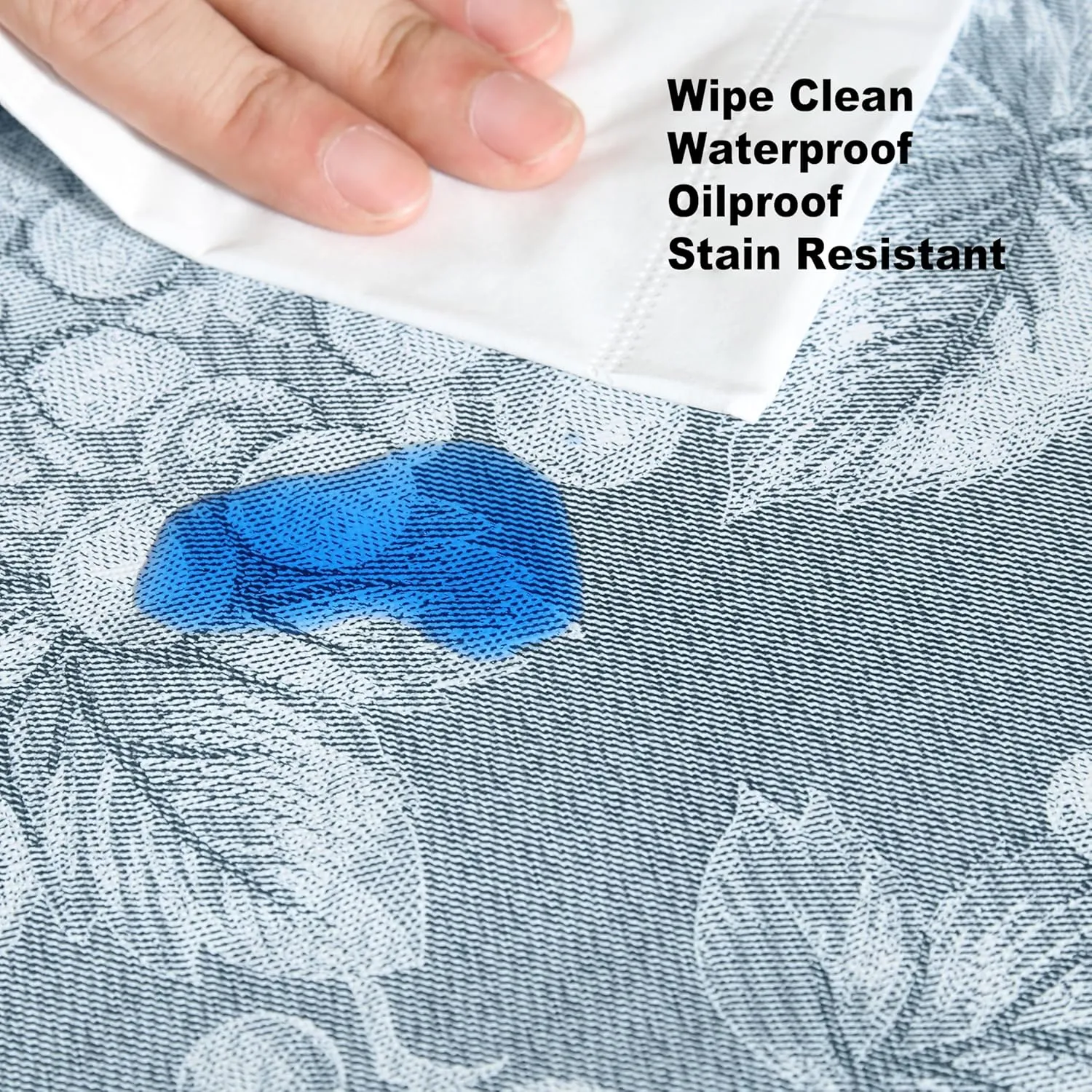 Home Bargains Plus 60 x 84 Inch Oval Vinyl Tablecloth with Flannel Backing, Traditional Grapevine Print, Waterproof Indoor Outdoor Dining Room, Party and Banquet Table Cover, Blue