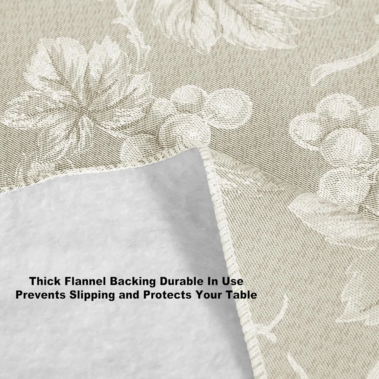 Home Bargains Plus 60 x 84 Inch Oval Vinyl Tablecloth with Flannel Backing, Traditional Grapevine Print, Waterproof Indoor Outdoor Dining Room, Party and Banquet Table Cover, Ivory