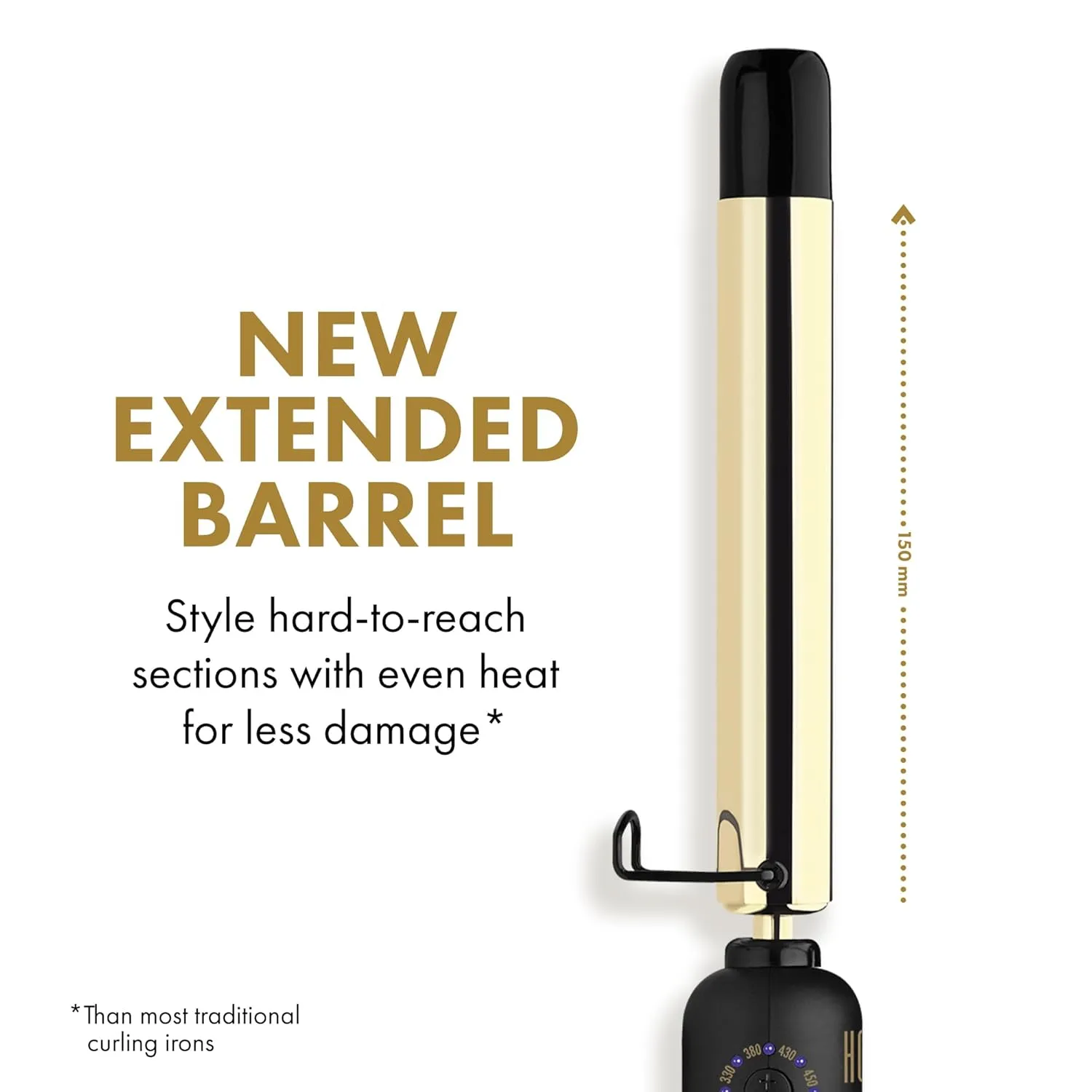 HOT TOOLS New and Improved 24K Gold Professional 1" Extended Barrel Curling Wand for Bouncy Curls | No Clamp for Quick and Easy Styling, 24K Gold Technology for Long-Lasting Results & Longer Barrel