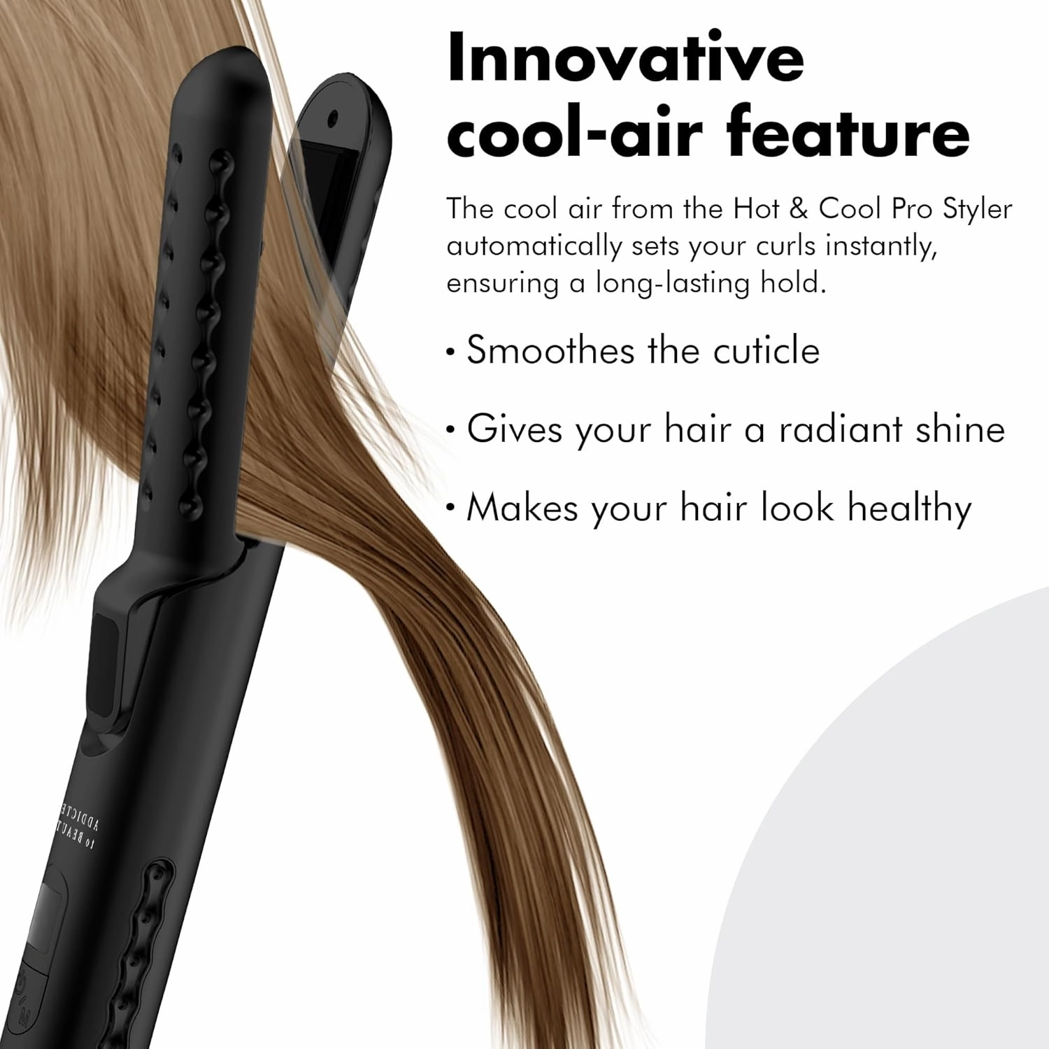 HOT & Cool PRO Styler | Ultra-Light 2-in-1 Flat Iron & Curling Iron with Cool Air System | Ceramic Plates, Rotating Cable, Auto Shut Off, 4 Heat Settings (320°F - 450°F) (Black)