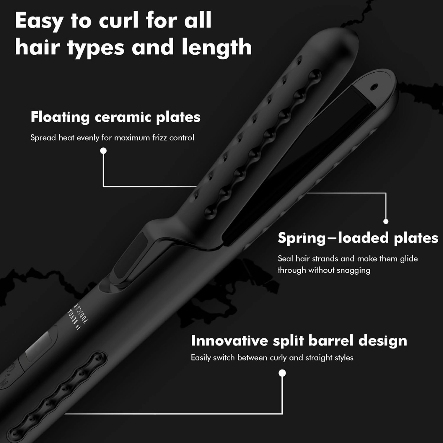 HOT & Cool PRO Styler | Ultra-Light 2-in-1 Flat Iron & Curling Iron with Cool Air System | Ceramic Plates, Rotating Cable, Auto Shut Off, 4 Heat Settings (320°F - 450°F) (Black)