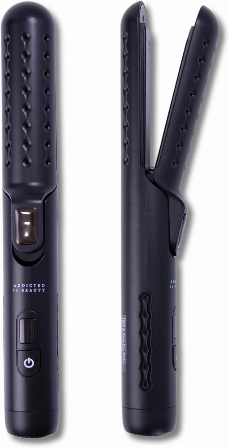 HOT & Cool PRO Styler | Ultra-Light 2-in-1 Flat Iron & Curling Iron with Cool Air System | Ceramic Plates, Rotating Cable, Auto Shut Off, 4 Heat Settings (320°F - 450°F) (Black)
