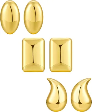 Howoo Stud Earrings Set for Women & Girls High Polished Smooth Earrings Howoo Daily Style