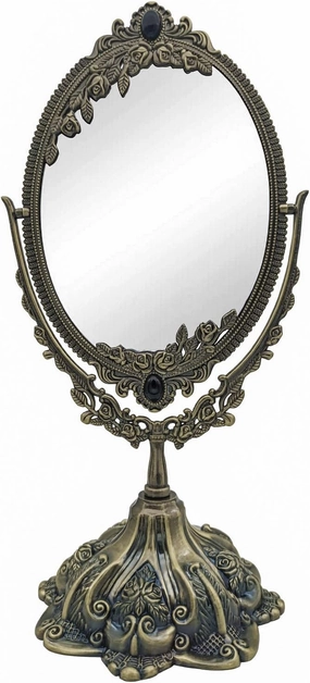 Hsiwto Vintage Double Side Makeup Mirror, Alloy Metal Table Makeup Desktop Mirror with 360 Degree Rotation Cosmetic Makeup Tool for Women Girls, Small Bronze