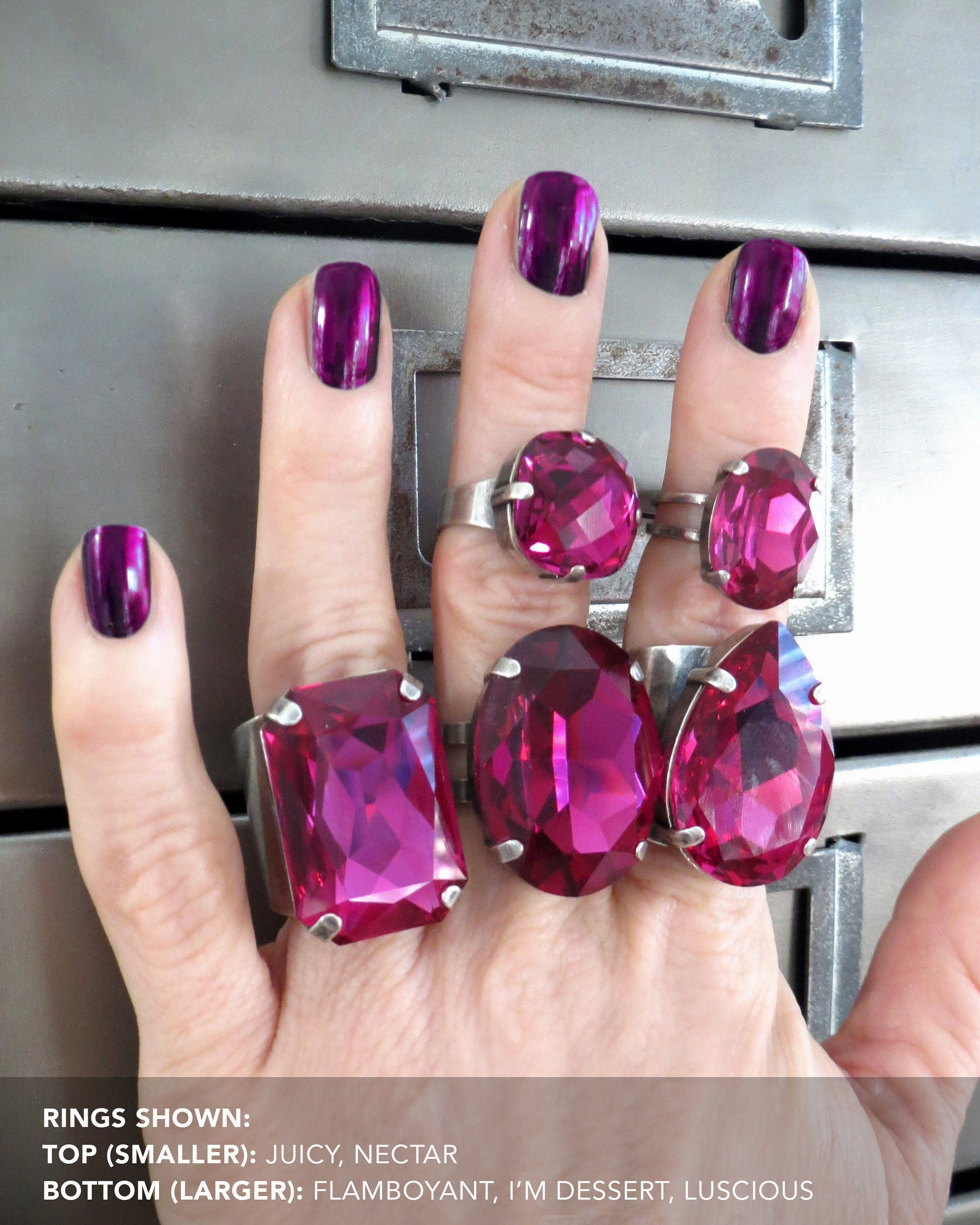 I'M DESSERT - Large Oval Magenta Crystal Ring