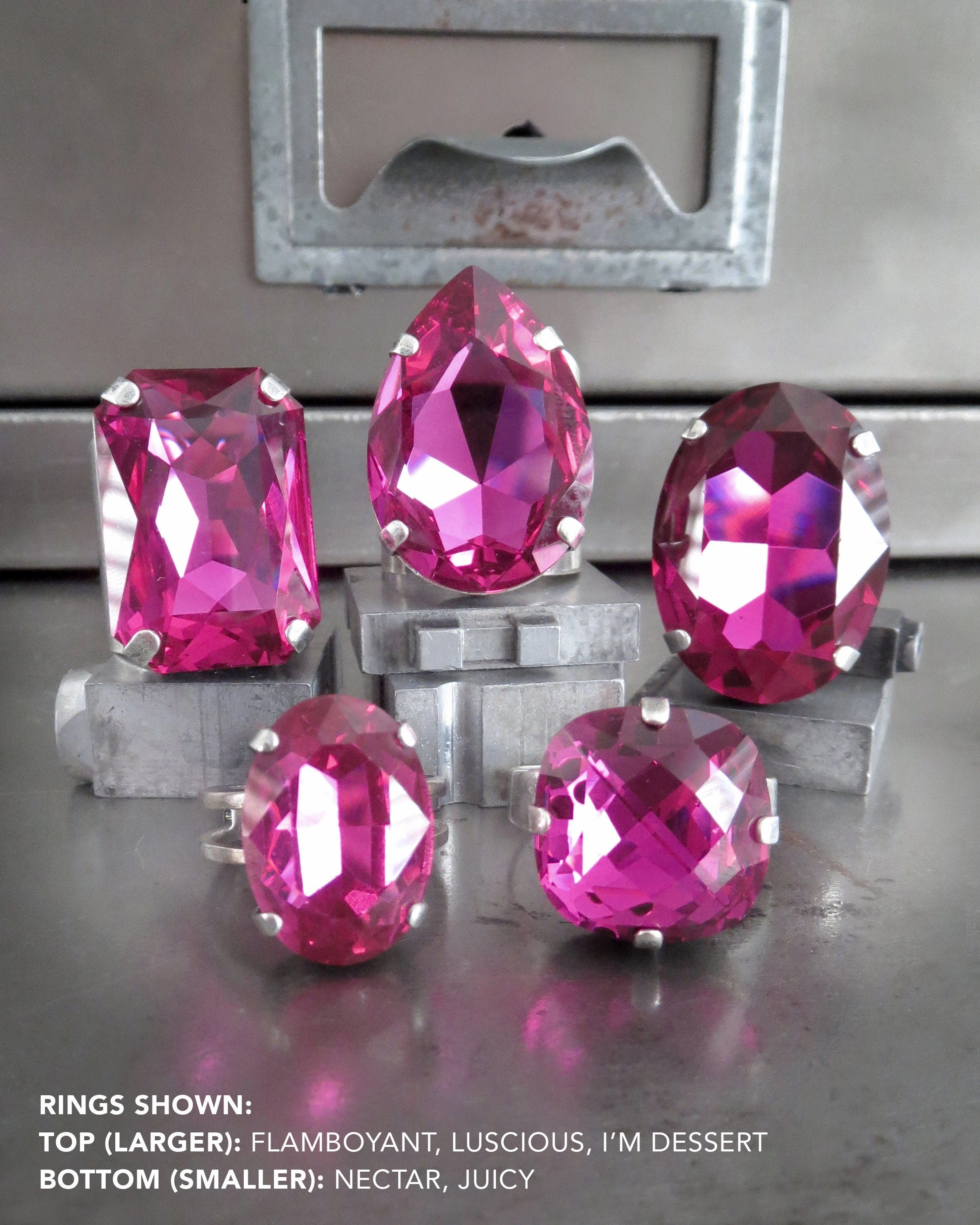 I'M DESSERT - Large Oval Magenta Crystal Ring