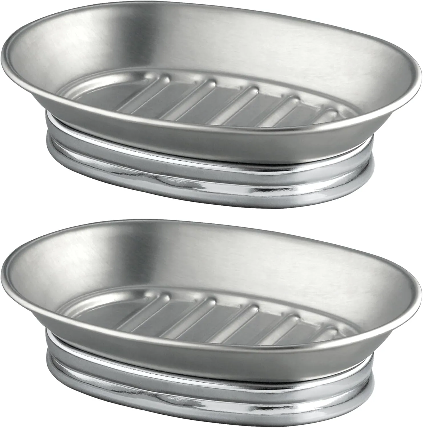 iDesign Small Round Plastic Bathroom Trash Can-Set of 2-Black Soap Dish, Split Finish