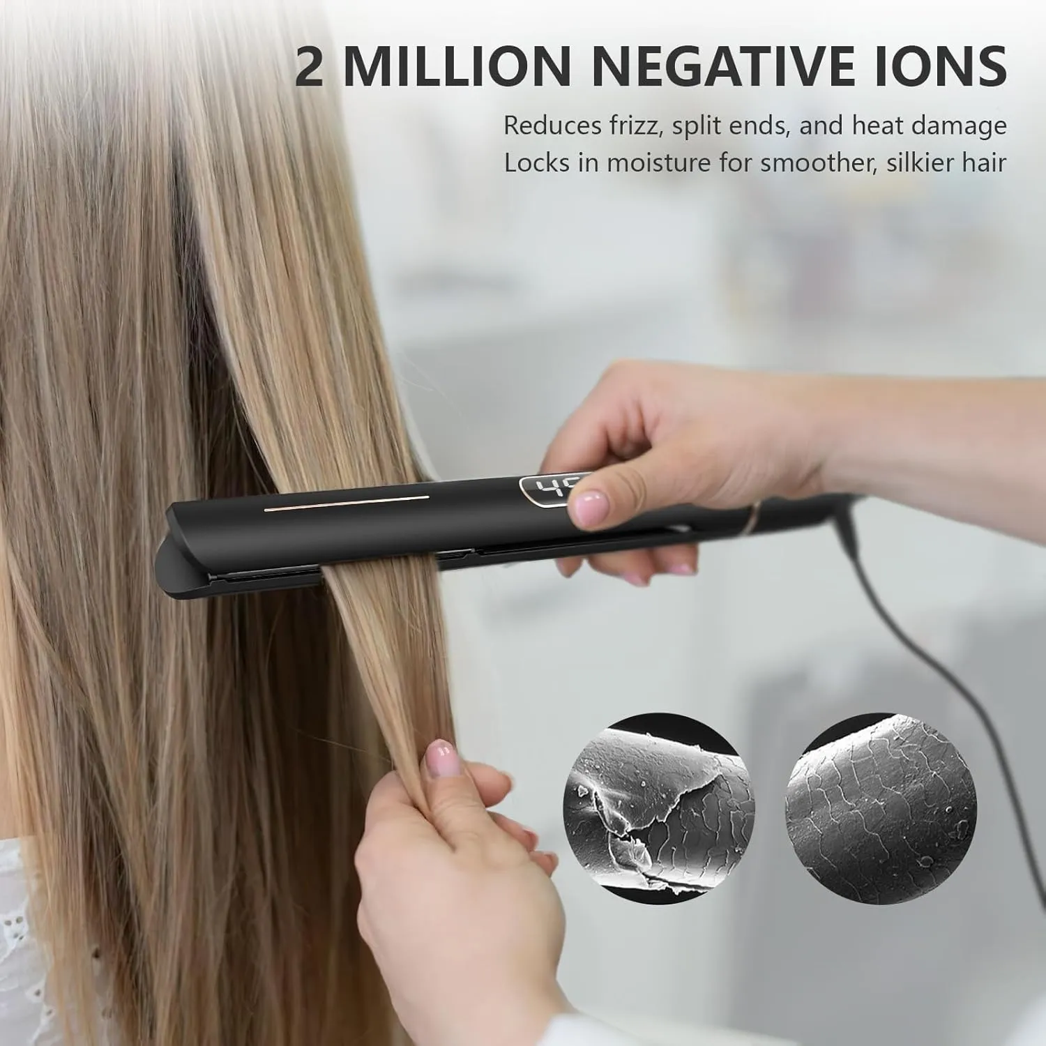 IFNOT Hair Straightener and Curler 2 in 1 Flat Iron, Ceramic Negative Ion for Wave Straighten Women Hair, Frizz-Free Hair, 15s Fast Heating and Temp Memory (Black)