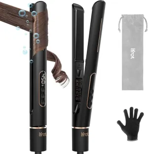 IFNOT Hair Straightener and Curler 2 in 1 Flat Iron, Ceramic Negative Ion for Wave Straighten Women Hair, Frizz-Free Hair, 15s Fast Heating and Temp Memory (Black)