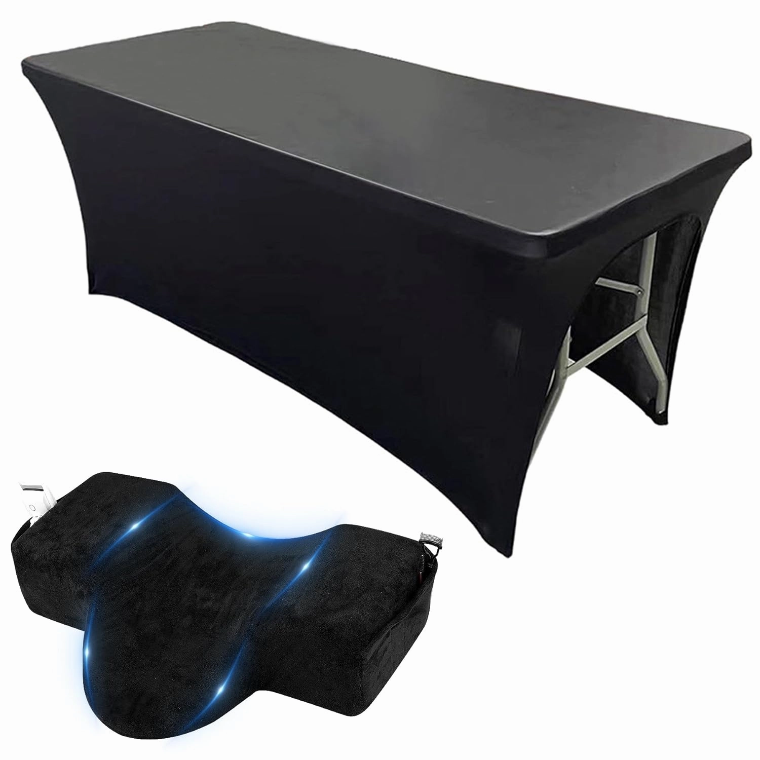 IMENE Lash Pillow and Lash Bed Cover for Lash Extensions- Memory Foam Lash Pillow with Neck and Back Support, Wipeable PU Leather Massage Table Cover