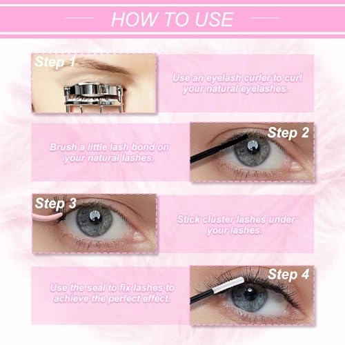 Individual Lashes Large Tray D Curl Lash Clusters 10D 20D 30D 40D Individual Lash Extensions Cluster Lashes Lash Extension Supplies Eyelash Clusters (20D-0.07D, 11mm)