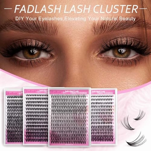 Individual Lashes Large Tray D Curl Lash Clusters 10D 20D 30D 40D Individual Lash Extensions Cluster Lashes Lash Extension Supplies Eyelash Clusters (20D-0.07D, 11mm)