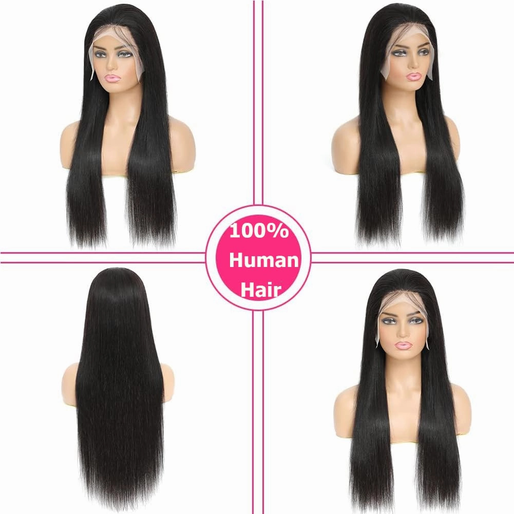 ITODAY 30 Inch 13x4 Straight HD Lace Front Wigs Human Hair, 100% Real Human Hair Wig for Women, Straight Long Lace Frontal Wigs Human Hair 13x4 Pre Plucked Free Part
