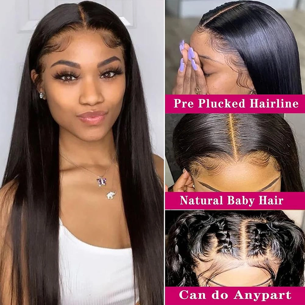 ITODAY 30 Inch 13x4 Straight HD Lace Front Wigs Human Hair, 100% Real Human Hair Wig for Women, Straight Long Lace Frontal Wigs Human Hair 13x4 Pre Plucked Free Part