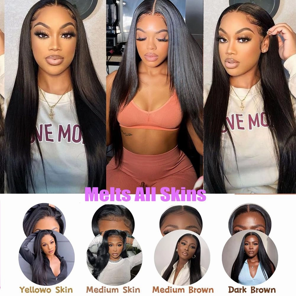 ITODAY 30 Inch 13x4 Straight HD Lace Front Wigs Human Hair, 100% Real Human Hair Wig for Women, Straight Long Lace Frontal Wigs Human Hair 13x4 Pre Plucked Free Part