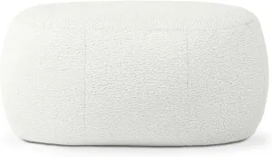 Jaxx Ellis Ottoman Shearling Faux-Lamb Plush Pouf for Modern Interior Design, Oval, Cloud