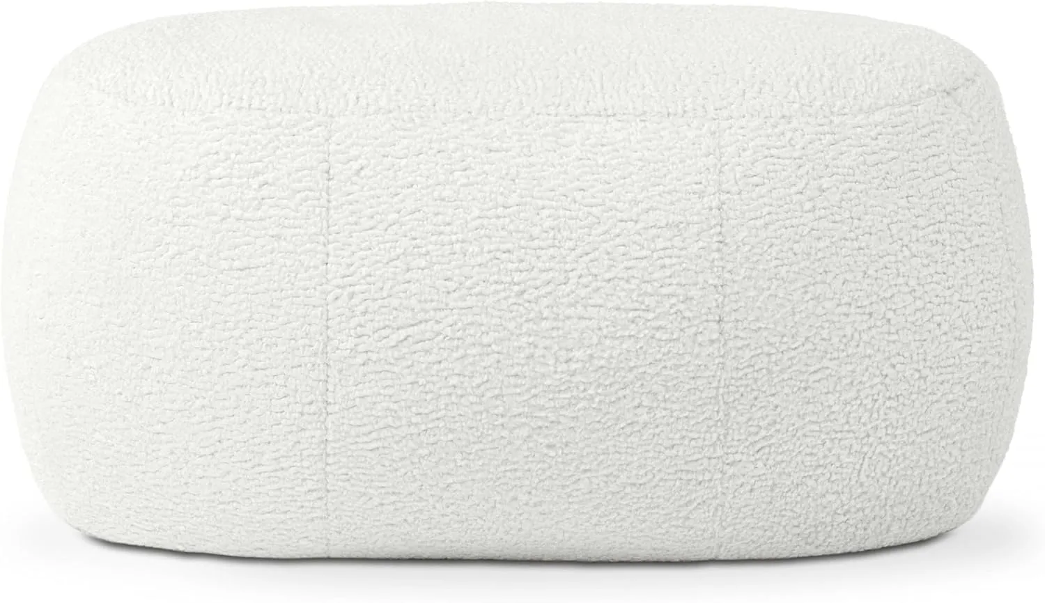 Jaxx Ellis Ottoman Shearling Faux-Lamb Plush Pouf for Modern Interior Design, Oval, Cloud