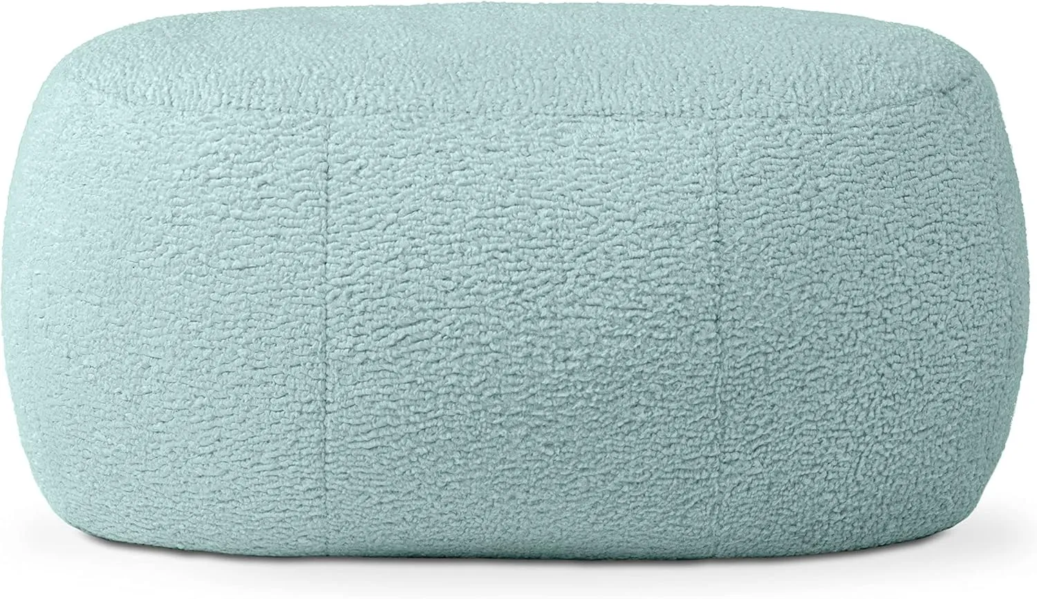 Jaxx Ellis Ottoman Shearling Faux-Lamb Plush Pouf for Modern Interior Design, Oval, Mineral Green