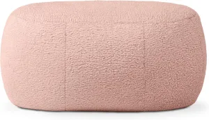 Jaxx Ellis Ottoman Shearling Faux-Lamb Plush Pouf for Modern Interior Design, Oval, Pink