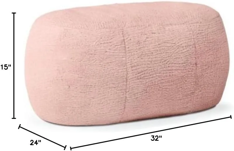 Jaxx Ellis Ottoman Shearling Faux-Lamb Plush Pouf for Modern Interior Design, Oval, Pink