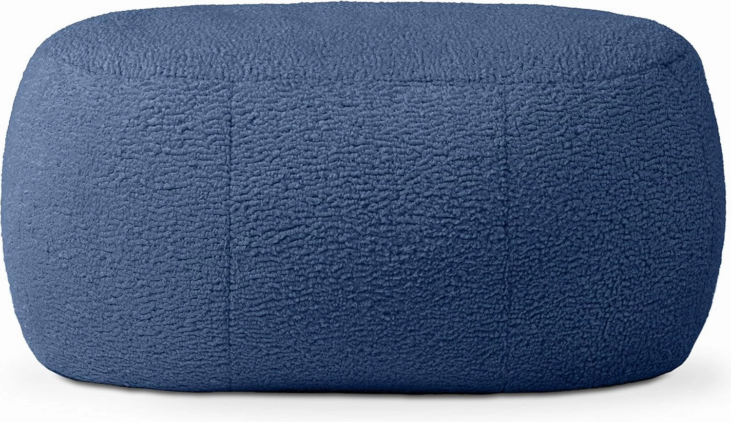 Jaxx Ellis Ottoman Shearling Faux-Lamb Plush Pouf for Modern Interior Design, Oval, Indigo