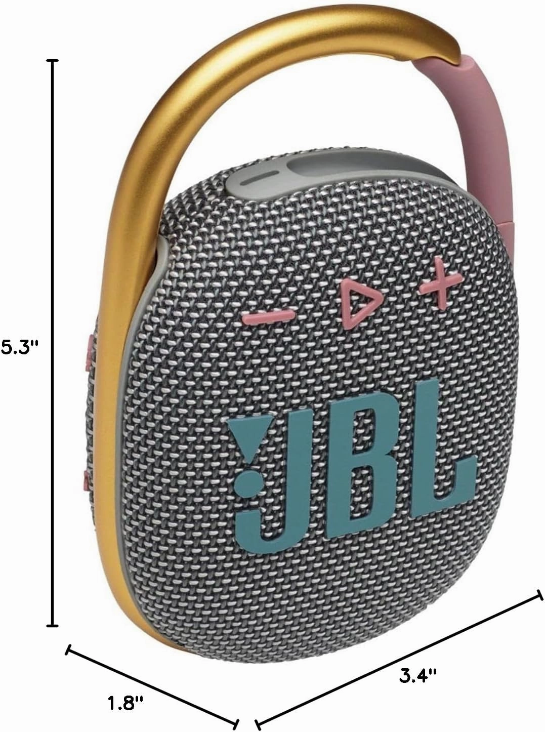 JBL Clip 4 - Portable Mini Bluetooth Speaker, big audio and punchy bass, integrated carabiner, IP67 waterproof and dustproof, 10 hours of playtime, speaker for home, outdoor and travel (Grey)
