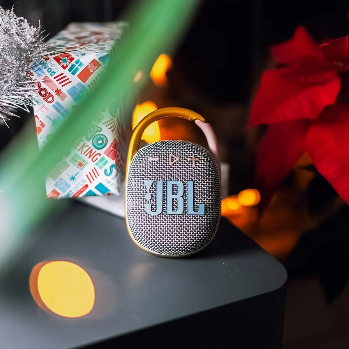 JBL Clip 4 - Portable Mini Bluetooth Speaker, big audio and punchy bass, integrated carabiner, IP67 waterproof and dustproof, 10 hours of playtime, speaker for home, outdoor and travel (Grey)