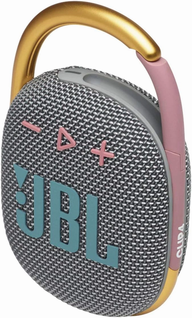 JBL Clip 4 - Portable Mini Bluetooth Speaker, big audio and punchy bass, integrated carabiner, IP67 waterproof and dustproof, 10 hours of playtime, speaker for home, outdoor and travel (Grey)
