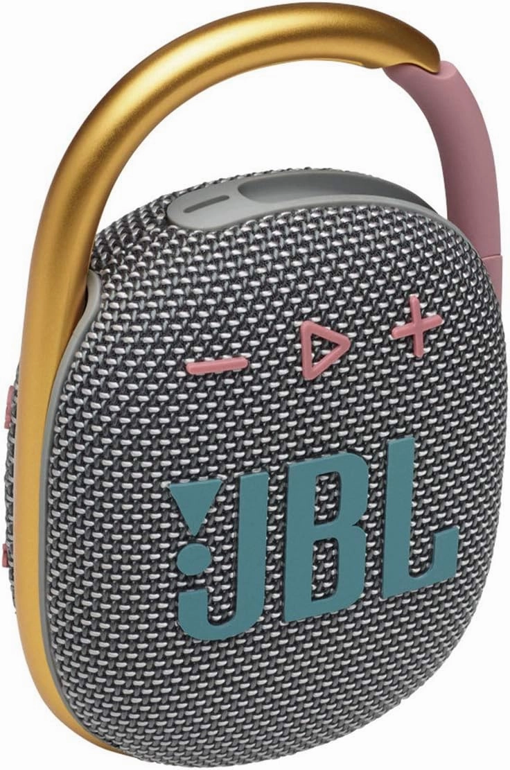 JBL Clip 4 - Portable Mini Bluetooth Speaker, big audio and punchy bass, integrated carabiner, IP67 waterproof and dustproof, 10 hours of playtime, speaker for home, outdoor and travel (Grey)
