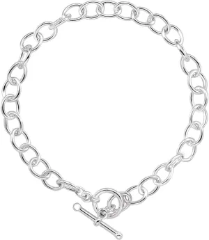 JewelryWeb 925 Sterling Silver 7 1/4 Inch 5.9mm Toggle Clasp Polished Large Oval Cable Link Bracelet-Link-Bracelet for Women