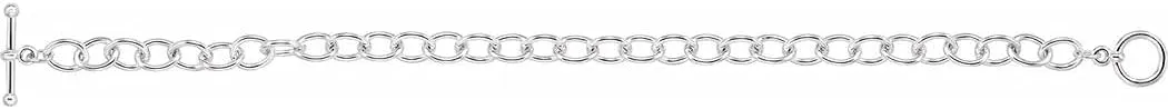 JewelryWeb 925 Sterling Silver 7 1/4 Inch 5.9mm Toggle Clasp Polished Large Oval Cable Link Bracelet-Link-Bracelet for Women
