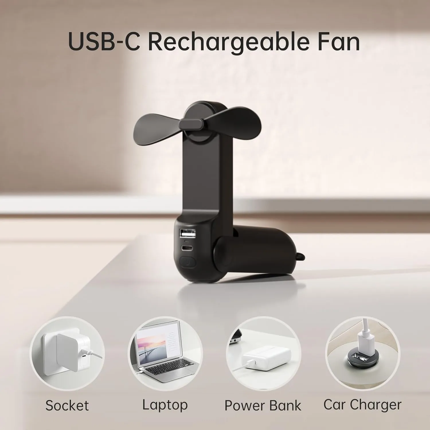 JISULIFE Handheld Mini Fan, 3 IN 1 USB Rechargeable Portable Fan [12-19 Working Hours] with Power Bank, Flashlight, Pocket Design for Travel/Summer/Concerts/Lash, Gifts for Women (Black)