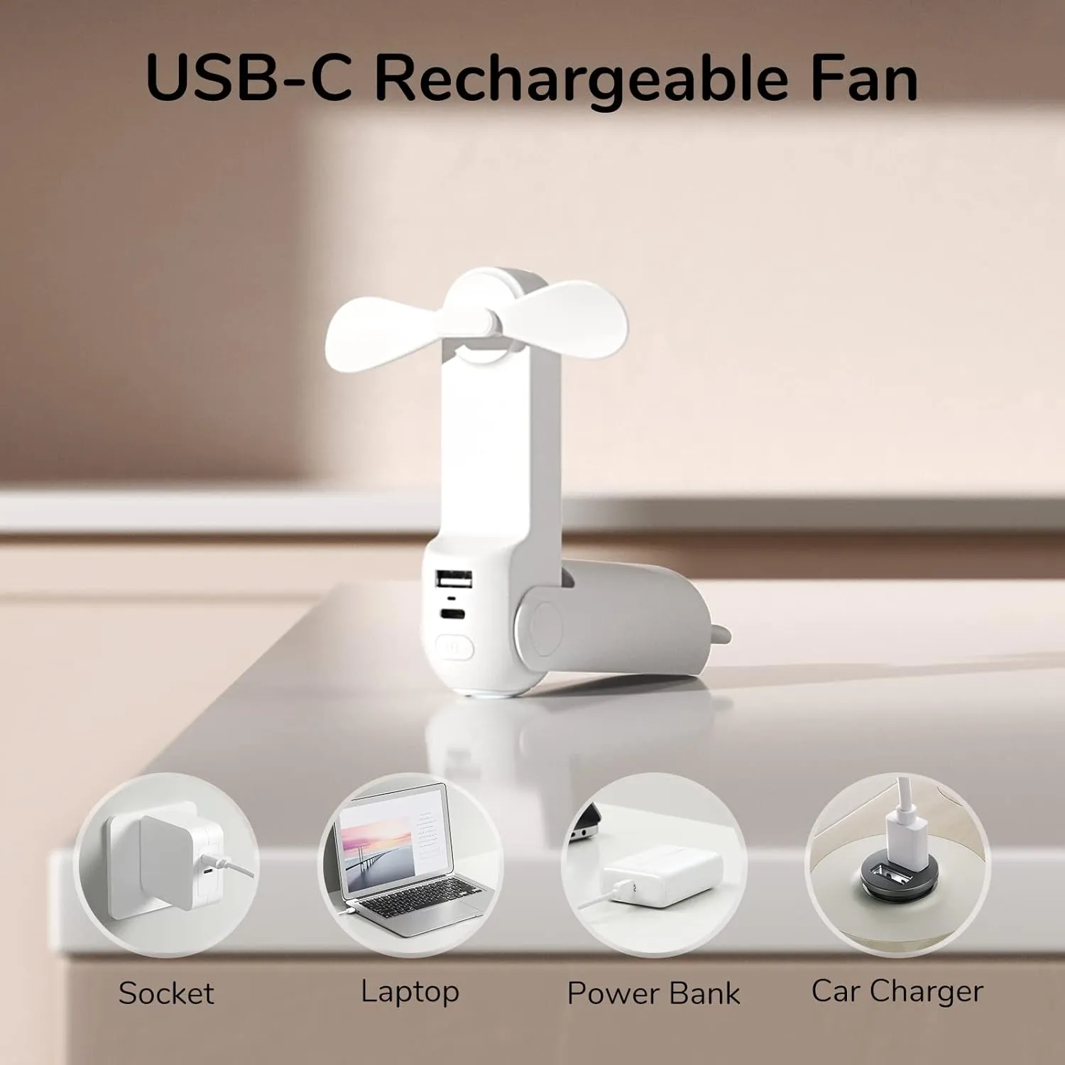 JISULIFE Handheld Mini Fan, 3 IN 1 USB Rechargeable Portable Fan [12-19 Working Hours] with Power Bank, Flashlight, Pocket Design for Travel/Summer/Concerts/Lash, Gifts for Women (White)