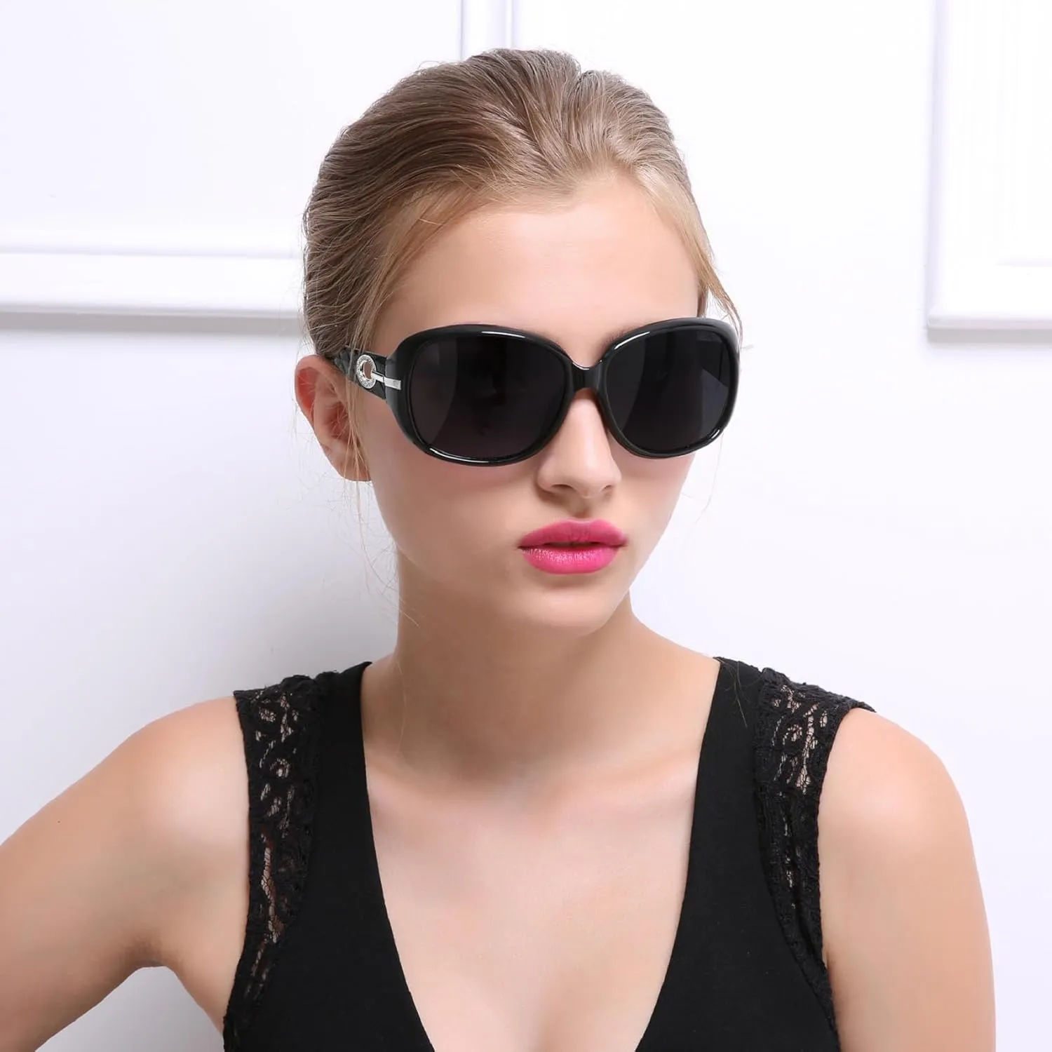 Joopin Big Womens Sunglasses Polarized Trendy Sun Glasses Large Rectangle UV Protection Rhinestone Sunnies