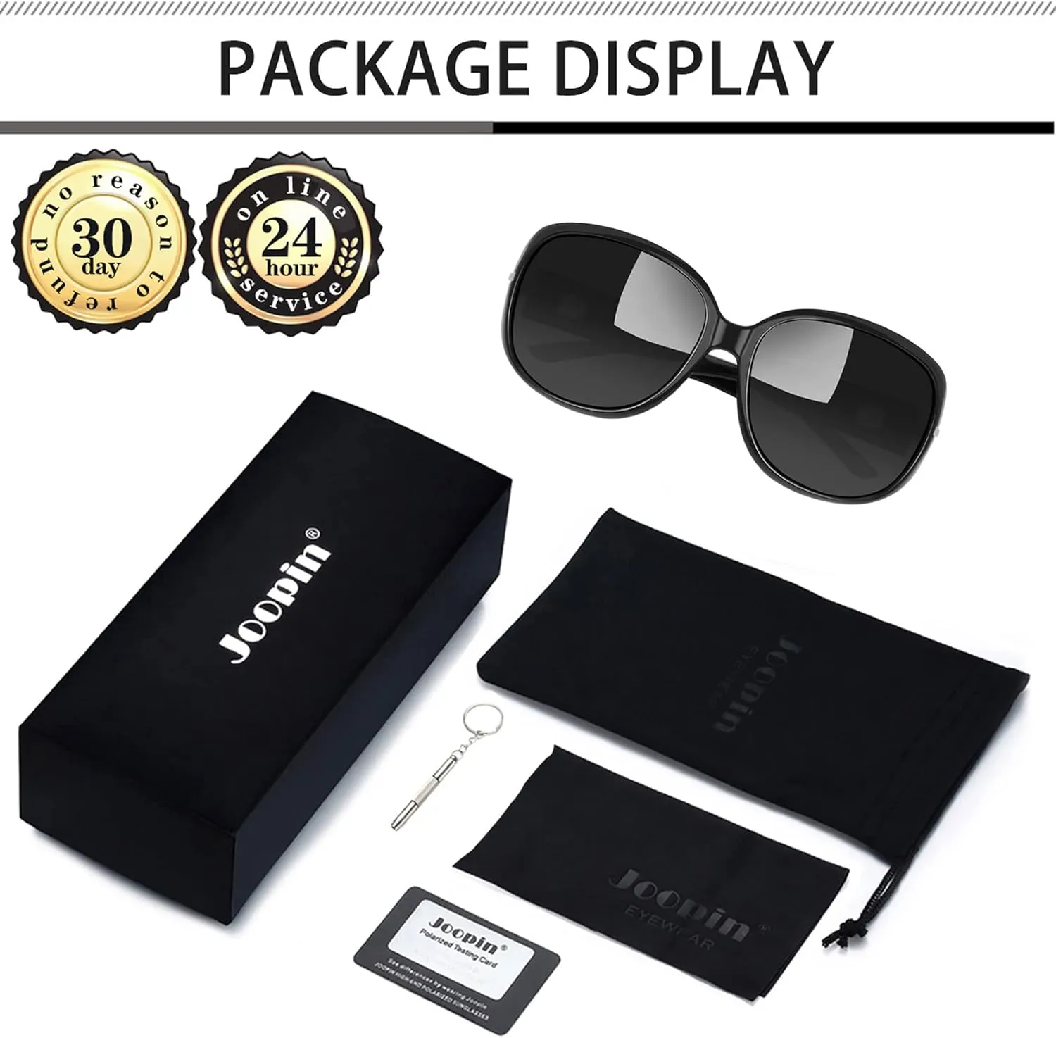 Joopin Big Womens Sunglasses Polarized Trendy Sun Glasses Large Rectangle UV Protection Rhinestone Sunnies